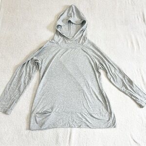 J. Jill Womens Hooded Jersey Knit Sweatshirt Loungewear Size Medium Gray